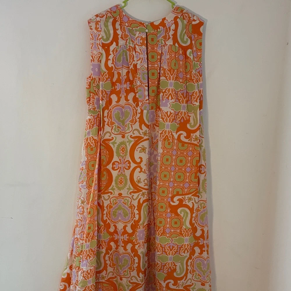 Anthropologie Orange and Green Maxi Dress - Picture 3 of 3